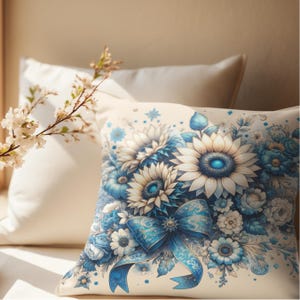 Vintage Floral Pillow Cover: Retro Coquette Bow Cushion