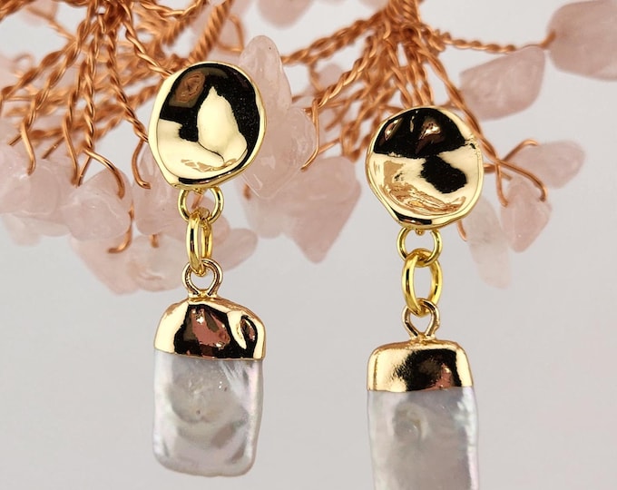 Featured listing image: Gold Post & Pearl Earrings