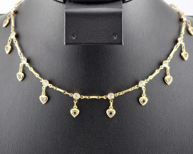 Featured listing image: Gold Crystal Hearts Choker Necklace