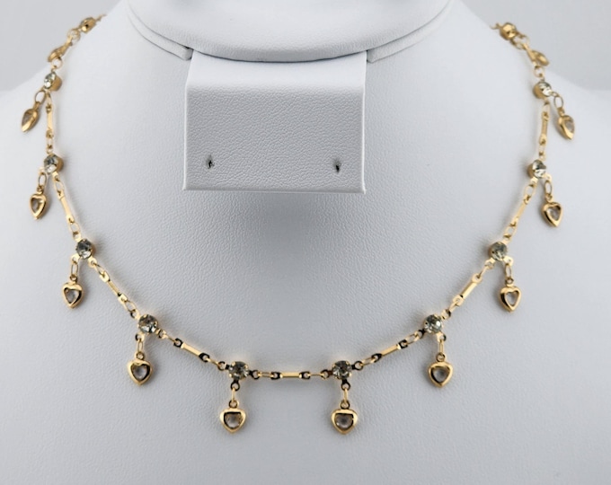 Featured listing image: Gold Crystal Hearts Choker Necklace