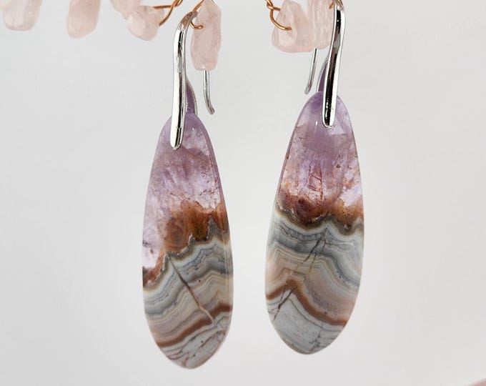 Featured listing image: Teardrop Rainbow Amethyst Gemstones and Platinum Dangle Earrings