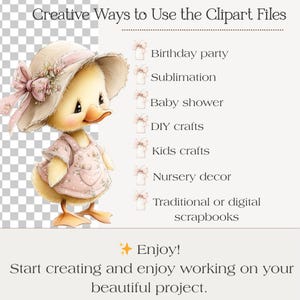 baby duck clipart for baby shower, nursery decor, sublimation, kids crafts and invitations