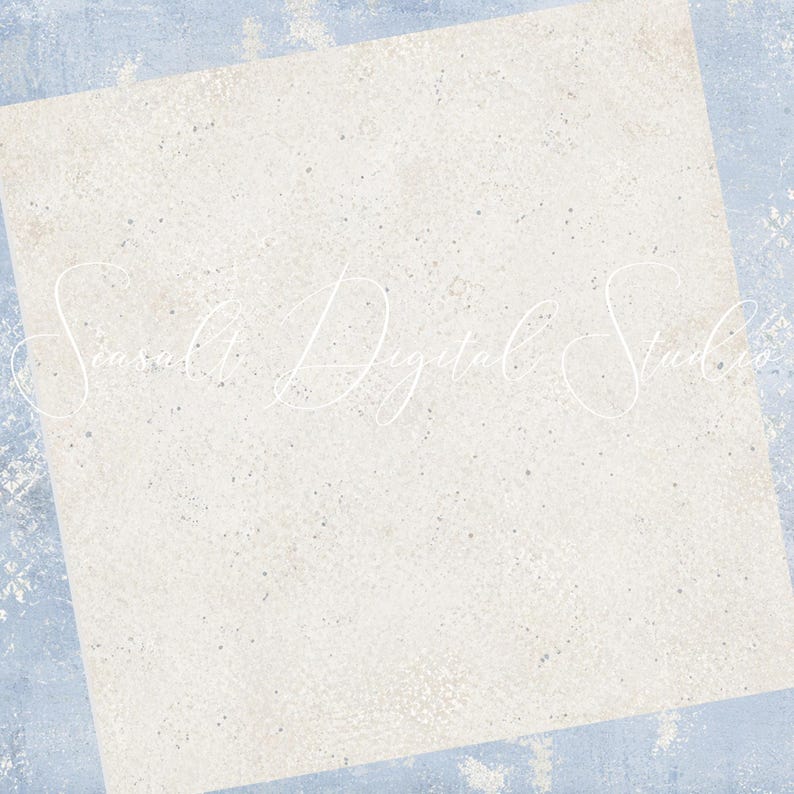 Puede incluir: Un fondo digital cuadrado con una textura central moteada en color blanco roto sobre un borde azul claro desgastado. El texto Seasalt Digital Studio est&aacute; escrito en letra cursiva blanca en el centro de la imagen.