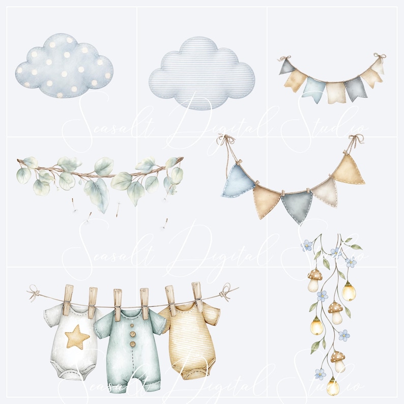 Woodland nursery  watercolor forest elements