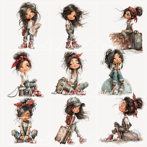 Boho Whimsical Girls Junk Journal Clipart