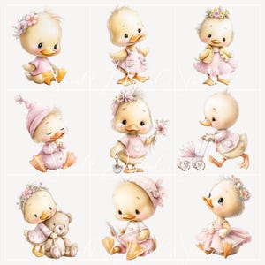 baby duck clipart bundle, 21 duckling png files, cute watercolor baby animals set