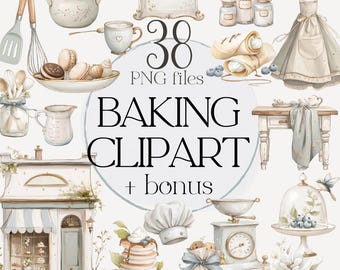 Dessert Clipart Set, Bakery and Baking Illustrations, Cupcake Clip Art PNG, Instant Download Printable PNG