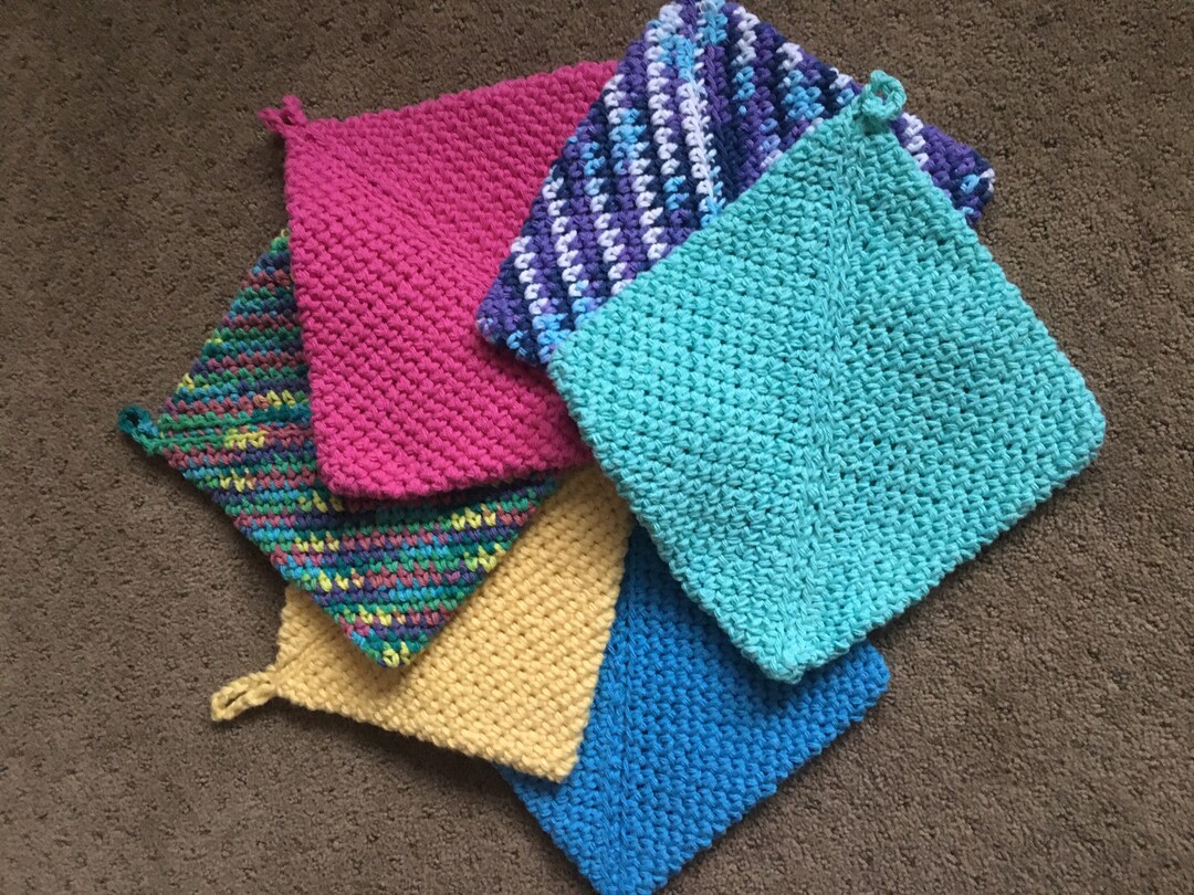 Crochet Potholders Cotton Hot Pads Housewarming Cotton Etsy
