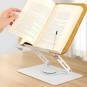 Buchständer aus Holz - Luxuriöser verstellbarer Buch- und Rezepthalter, perfekt für zu Hause oder im Büro, Handbuchständer mit Seitenclip-Höhenwinkeln
