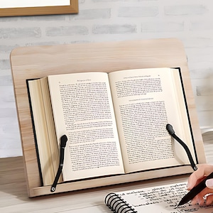 Bücherständer - Verstellbarer Buch- & Rezepthalter aus Holz, Tablet- und Laptop-Ständer, freihändiges Lesen, Schreibtischzubehör für Zuhause und im Büro