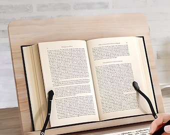 Book Stand - Adjustable Wooden Book & Recipe Holder, Tablet and Laptop Stand, Hands-Free Reading, Home and Office Desk Accessory