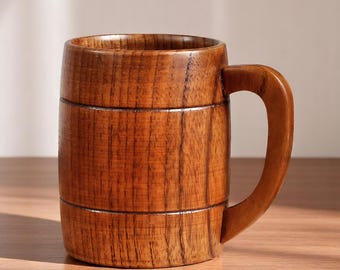 Handmade Wooden Mug: Rustic Eco-Friendly Drinkware, 400ml