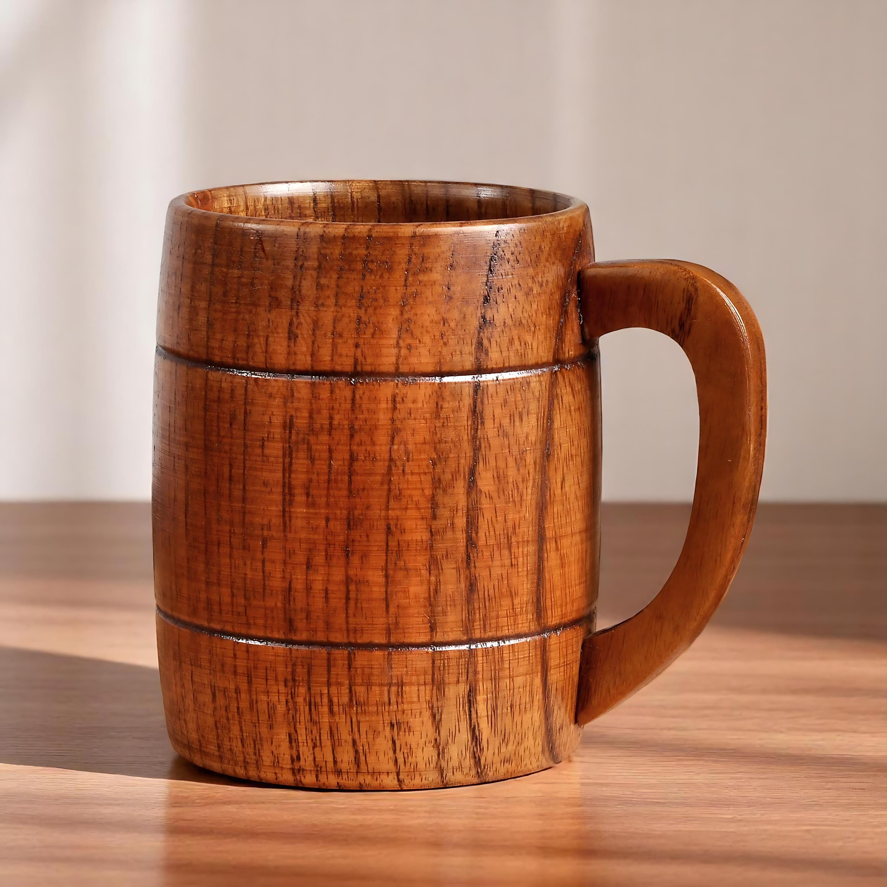 Handmade Wooden Mug: Rustic Eco-Friendly Drinkware, 400ml