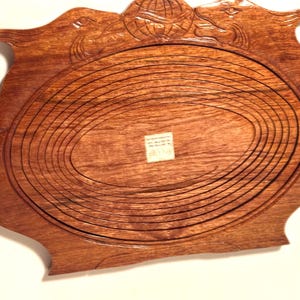Vintage Collapsible Hand Carved Wooden Fruit Basket Dolphin Inlaid image 6
