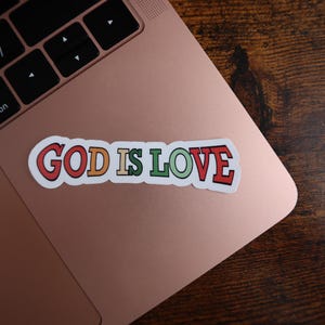 Sticker God is liefde | Perfect voor laptop, Kindle, tijdschriften of plakboek | Dankbaarheidssticker