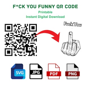 Fick Dich Digitaler QR-Code-Download, Mittelfinger QR-Code, Benutzerdefinierte QR-Code-Nachricht, Lustige Kraftausdrücke