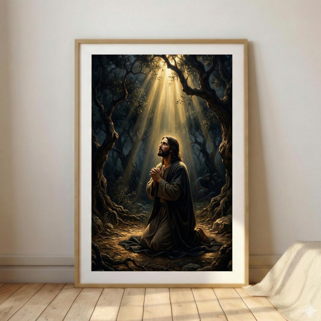 Jesus Praying in Garden of Gethsemane, Christian Printable Wall Art ...