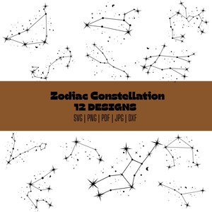 Zodiac Signs SVG Bundle, Horoscope SVG Bundle, Celestial Star Sign SVG, Zodiac Constellation Svg, Zodiac Signs Clipart Png, Horoscope Gift