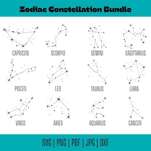 Celestial Star Sign SVG, Zodiac Signs SVG Bundle, Horoscope SVG Bundle, Zodiac Constellation Svg, Zodiac Signs Clipart Png, Horoscope Gift