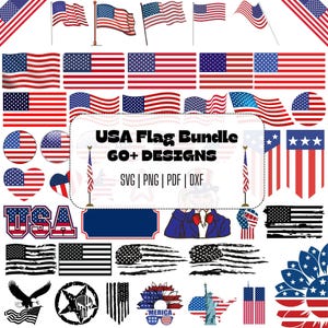 Distressed American Flag SVG Bundle: Patriotic USA Graphics (Digital Download)