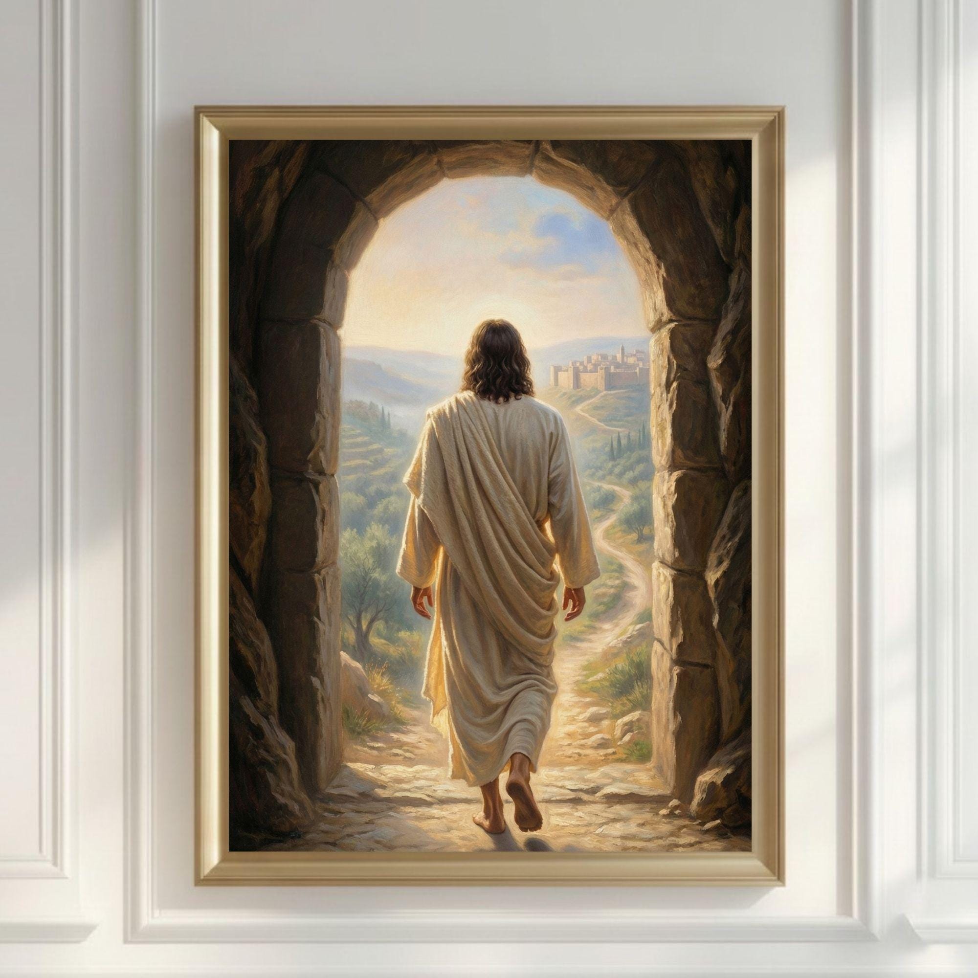 Jesus Resurrection Art Print, Christ Leaving the Tomb Painting, Risen ...