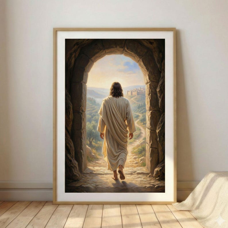 Jesus Resurrection Art Print, Christ Leaving the Tomb Painting, Risen ...