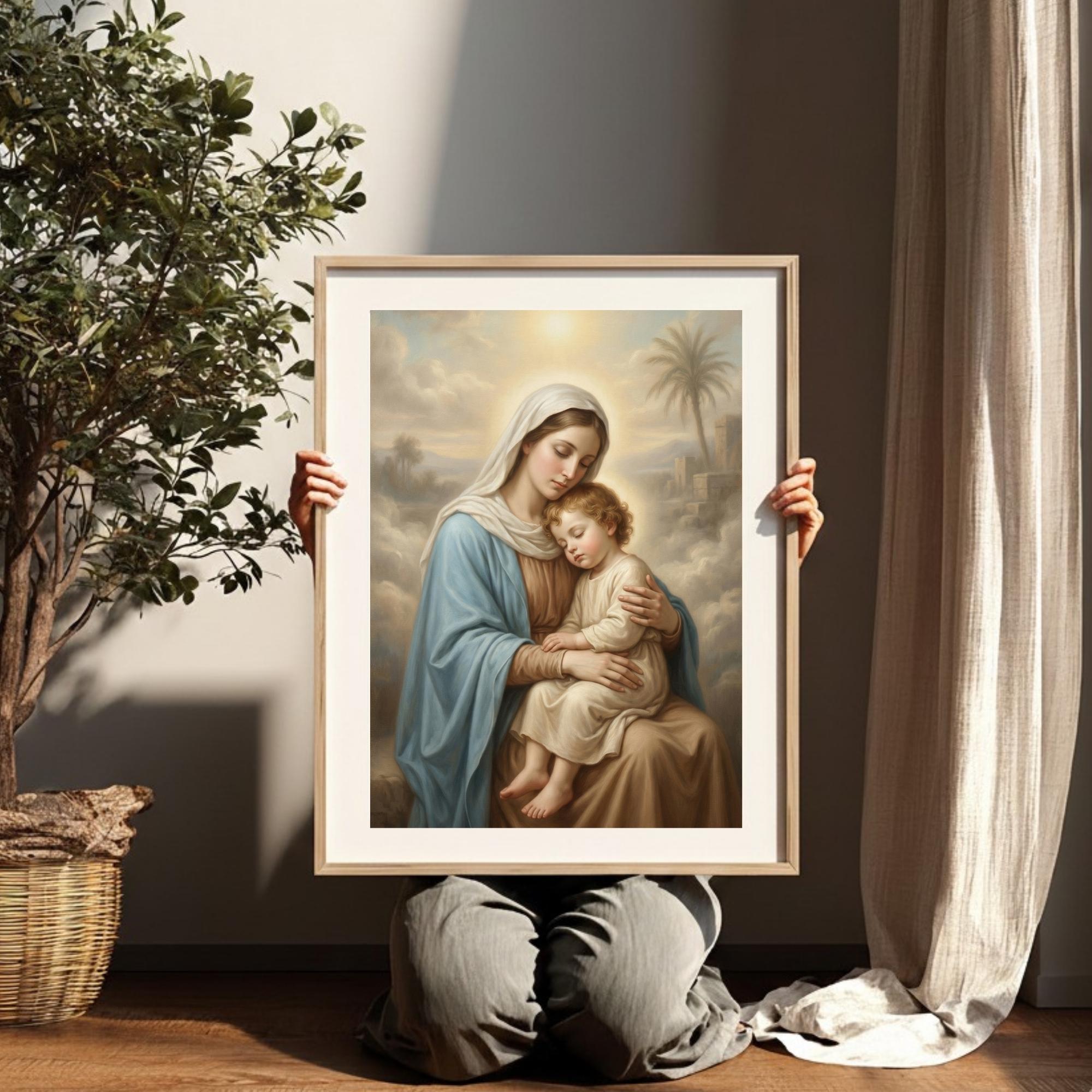 Virgin Mary and Baby Jesus Printable Wall Art, Holy Mother & Child Oil ...