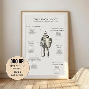 Armadura de Dios Niños, Arte Cristiano de Pared, Cuarto de Niños, Ilustración Bíblica, Descarga Digital, PDF