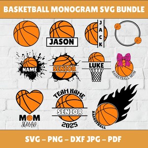 Bundle SVG Basket, SVG Monogramma Basket, Bundle Logo Squadra Basket, Clipart Basket, SVG Nome Basket, File di Taglio per Cricut