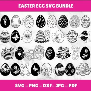 Egg Bundle SVG Files | Easter 2025 Cut Files | Easter Egg Silhouette Vector Files | Happy Easter Vector | Cute Easter Egg Clip Art
