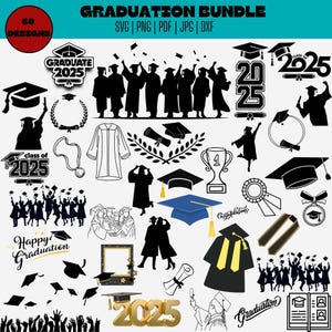 Lot de SVG Diplôme 2025, SVG Diplôme 2025, Diplômé 2025, SVG Toque de Diplômé, Svg Classe de 2025, Svg Topper de Diplôme