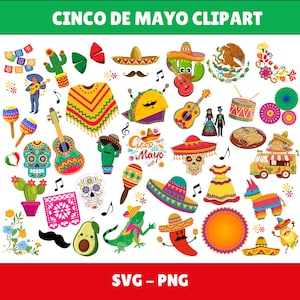 Bundle de cliparts Cinco de Mayo Cinco de Mayo Png Fichiers Svg de téléchargement numérique Cinco de Mayo pour Cricut Mexican Fiesta Day of the Dead Cactus