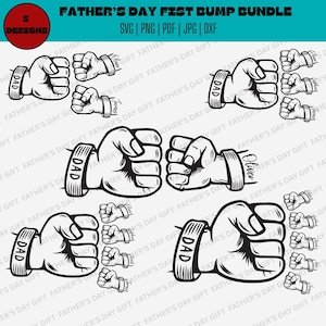 Father&#39;s Day Fist Bump Set Png, Dad Fist Bump Svg, Father&#39;s Day Design, Baby Toddler Kid Dad Fist Bump, customized name SVG, Family SVG