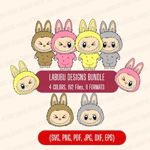 Labubu Monster Clipart Bundle: SVG, PNG, PDF Files for Cricut (Digital Download)