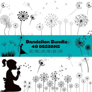 Wild flower bundle svg png, Dandelion Svg Bundle, Dandelion Cut files for Cricut Silhouette, Dandelion Png Clipart, Floral Digital Download