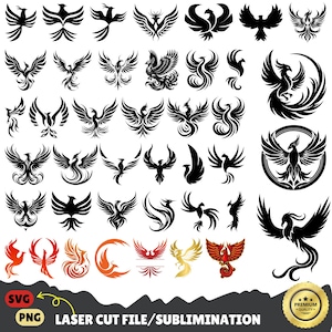 Phoenix SVG Clipart Bundle: Mythical Bird Cut Files (60 Designs)