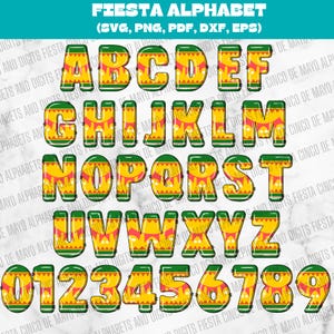 Alfabeto Fiesta SVG, Font Fiesta, Font Cinco De Mayo, Fiesta SVG, Font Messicano, Mexico SVG, Mexico Font Fiesta Svg, Papel Picado Svg Png