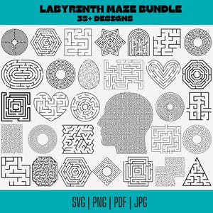 Labyrinth Maze SVG PNG Clipart Bundle: Cricut Ready (Digital Download)