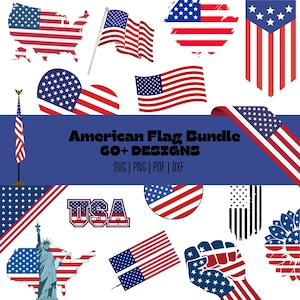 Distressed American Flag SVG Bundle: Patriotic USA Graphics (Digital Download