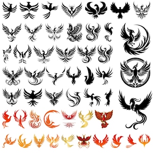 Lot Phoenix Svg, Phoenix Svg, Clipart Phoenix, impression Png Phoenix, fichier découpé au Laser Phoenix, Silhouette Phoenix, logo Phoenix, Firebird Svg