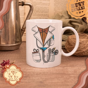 Doctor Fueled By Coffee Mug | Funny Medical Coffee Cup | Gift for Doctor, MD, Healthcare Worker | Ceramic Hospital Shift Mug | Gift for her