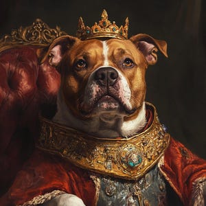 Custom Royal Dog Portrait – Digital Download Pet Art, Personalized Bartender Pet Painting, Funny Cat or Dog Wall Decor, Printable Pet Gift