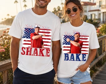 Grappig patriottisch stel Shake and Bak, 4 juli, 250e verjaardag Amerika, bijpassend T-shirt
