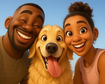 Pixar Style Portrait from Photo, Couple, Family, Pet Gift, Animated Style Portraits, Digital 3D Portrait, Gift, Digital Pixar Art