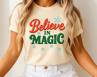 Geloof in magie png, kerstmis png, kerstontwerp, vakantieontwerp, retro kerst png, grappige kerstsublimatie, preppy png