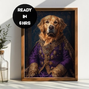 Royal Pet Portrait, Custom Pet Portrait, Personalized Pet Gift, King Queen Pet Art, Renaissance Pet Painting, Custom Cat Painting