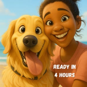 Pixar Style Portrait from Photo, Pet Gift, Animated Style Portraits, Personalized Digital Artwork of Couples, Families & Pets | Unique Gift