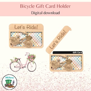Bicycle Gift Card & Money Holder | SVG, PNG,DFX Laser Cut Digital File