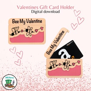 Gift Card Holder | Valentines | Bee My Valentine | SVG, PNG, DFX Laser Cut Digital File