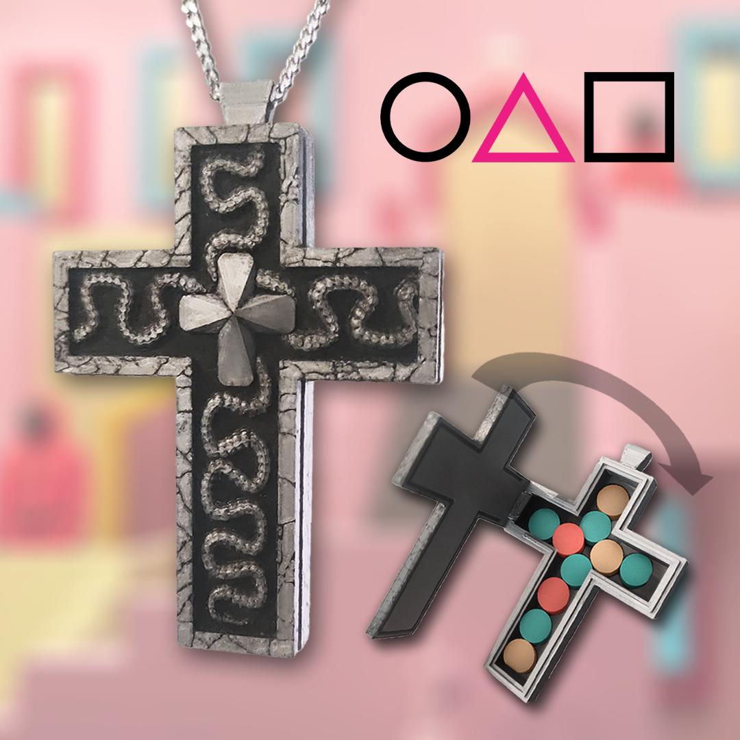 Pendentif Clé Squid Game - Collier Cosplay Fan Série Netflix Avec Croix Et Trou De Serrure - 6
